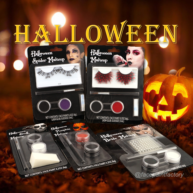 Halloween Pumpkin Makeup Pigment Face Paint Kit with Lashes